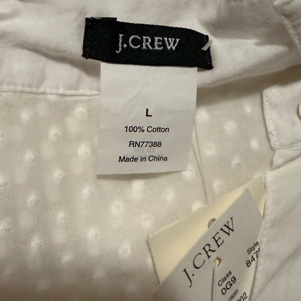 J. Crew White Button Down Shirt - Large - NWT - Picture 5 of 5